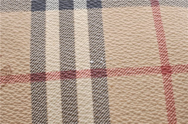Authentic BURBERRY Nova Check PVC Leather Shoulder Drawstring Bag Beige 1998G