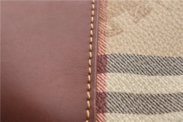 Authentic BURBERRY Nova Check PVC Leather Shoulder Drawstring Bag Beige 1998G