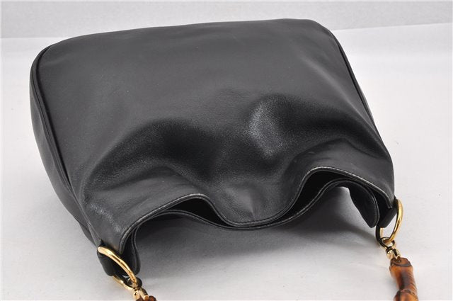 Authentic GUCCI Bamboo Vintage 2way Hand Shoulder Bag Leather Black Junk 1999G