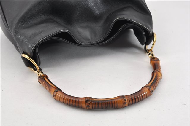 Authentic GUCCI Bamboo Vintage 2way Hand Shoulder Bag Leather Black Junk 1999G