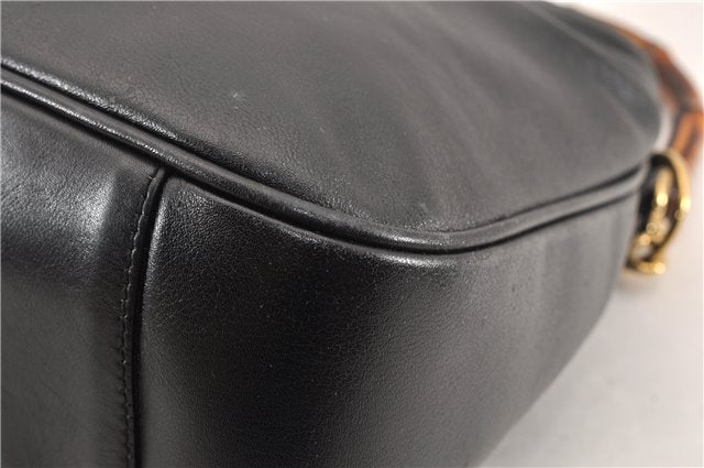 Authentic GUCCI Bamboo Vintage 2way Hand Shoulder Bag Leather Black Junk 1999G