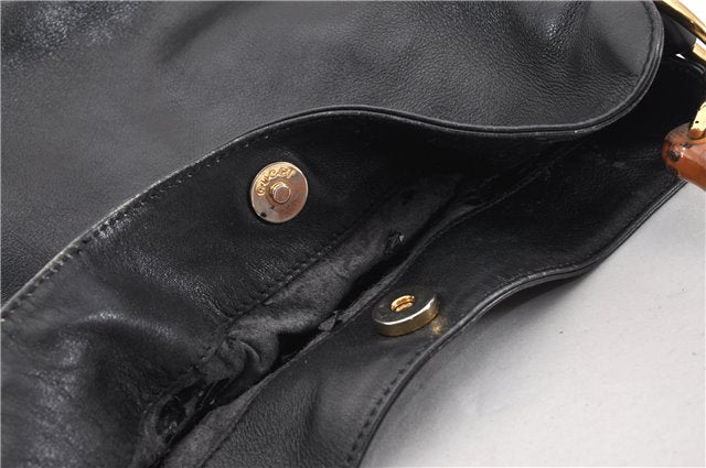 Authentic GUCCI Bamboo Vintage 2way Hand Shoulder Bag Leather Black Junk 1999G