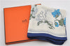 Authentic HERMES Carre 90 Scarf "Queu eux Fleur" Silk Navy Box 2001F