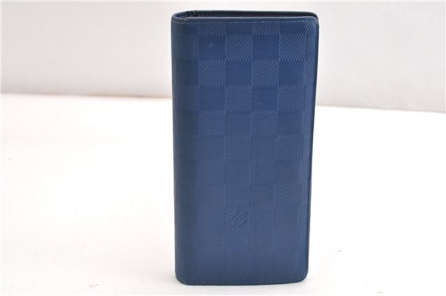 Auth Louis Vuitton Damier Infini Portefeuille Brazza Wallet Blue N63205 LV 2009G