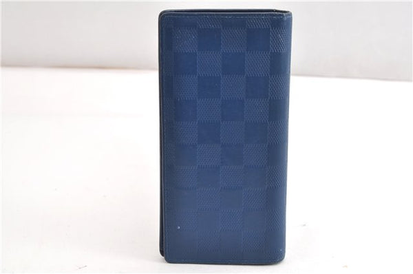 Auth Louis Vuitton Damier Infini Portefeuille Brazza Wallet Blue N63205 LV 2009G