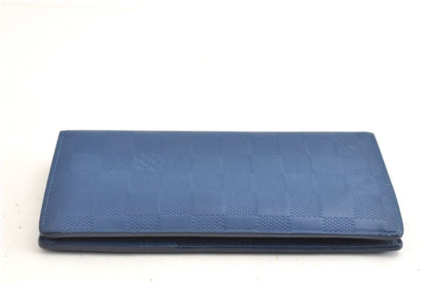 Auth Louis Vuitton Damier Infini Portefeuille Brazza Wallet Blue N63205 LV 2009G