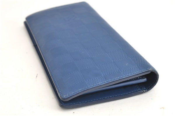 Auth Louis Vuitton Damier Infini Portefeuille Brazza Wallet Blue N63205 LV 2009G