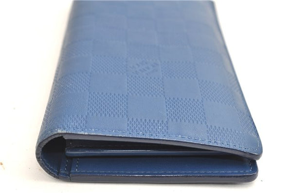 Auth Louis Vuitton Damier Infini Portefeuille Brazza Wallet Blue N63205 LV 2009G