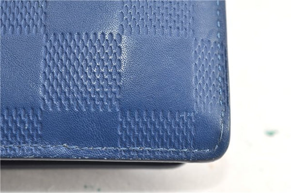 Auth Louis Vuitton Damier Infini Portefeuille Brazza Wallet Blue N63205 LV 2009G