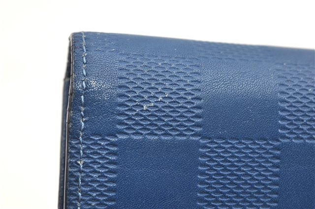 Auth Louis Vuitton Damier Infini Portefeuille Brazza Wallet Blue N63205 LV 2009G