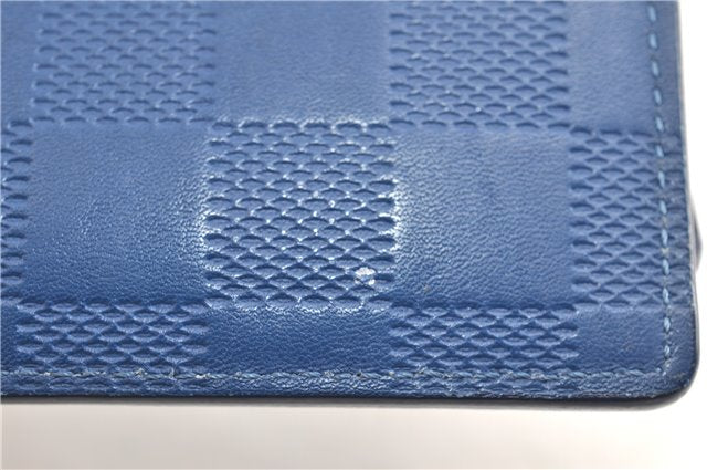 Auth Louis Vuitton Damier Infini Portefeuille Brazza Wallet Blue N63205 LV 2009G