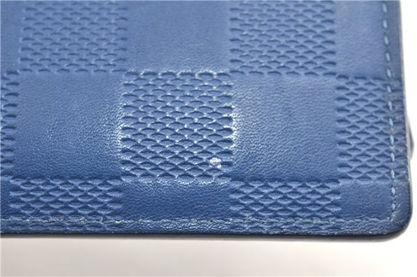 Auth Louis Vuitton Damier Infini Portefeuille Brazza Wallet Blue N63205 LV 2009G