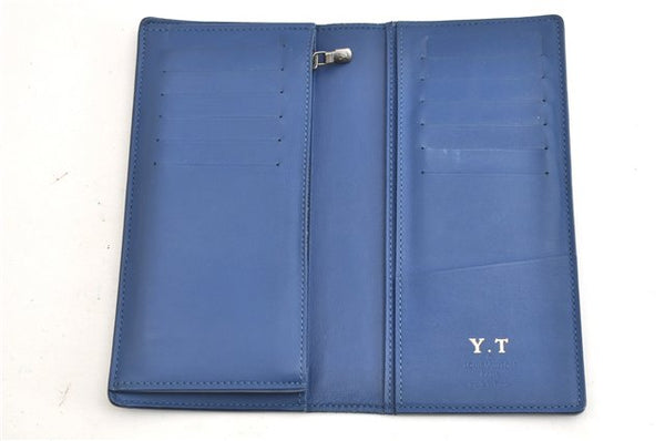 Auth Louis Vuitton Damier Infini Portefeuille Brazza Wallet Blue N63205 LV 2009G