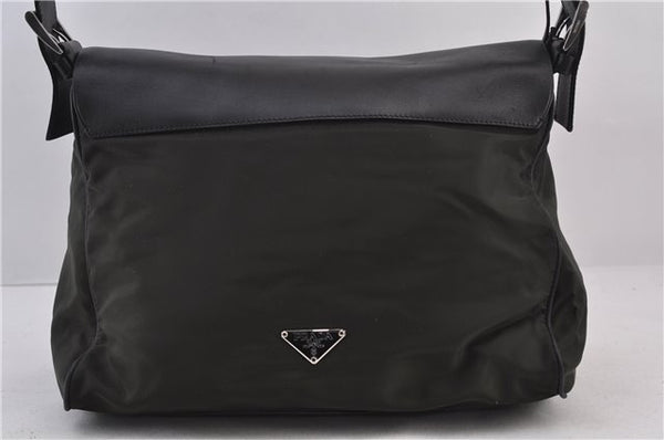 Authentic PRADA Nylon Leather Shoulder Bag Purse Khaki Green Black 2010D