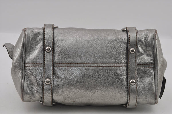 Authentic MIU MIU Leather 2Way Shoulder Cross Body Hand Bag Purse Silver 2010I