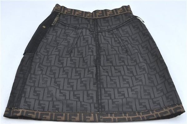 Authentic FENDI Zucca Skirt Canvas Brown Black 2011C