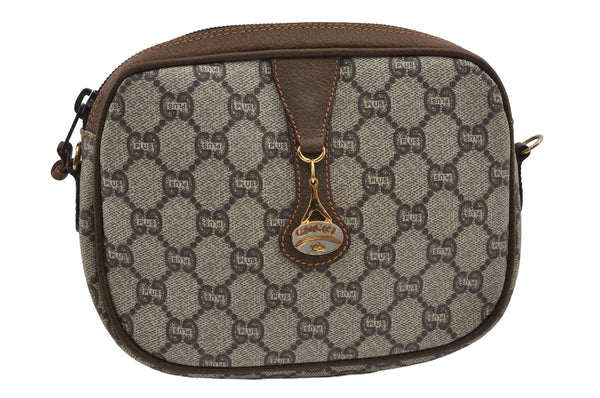 Authentic GUCCI GG Plus Shoulder Cross Body Bag PVC Leather Brown Junk 2011I