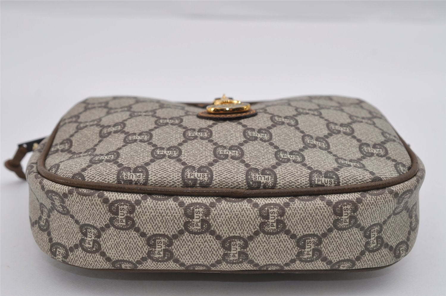 Authentic GUCCI GG Plus Shoulder Cross Body Bag PVC Leather Brown Junk 2011I