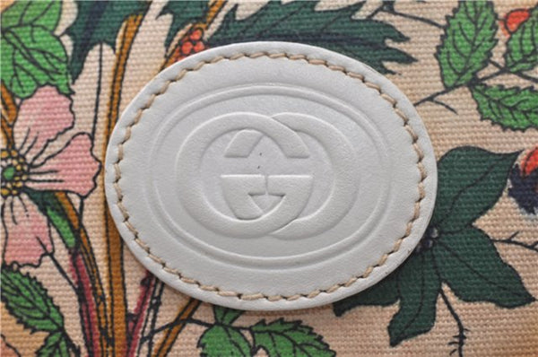 Authentic GUCCI Flora Shoulder Cross Body Bag Purse Canvas Leather White 2013D