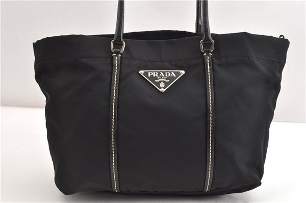 Authentic PRADA Vintage Nylon Tessuto Leather Shoulder Tote Bag Black 2013G