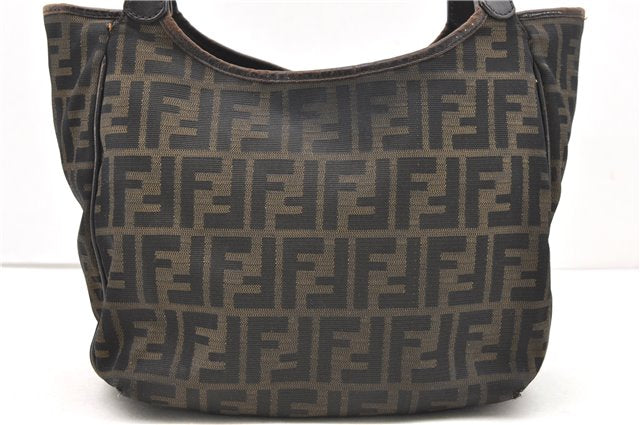 Authentic FENDI Zucca Shoulder Hand Bag Canvas Leather Brown 2014D