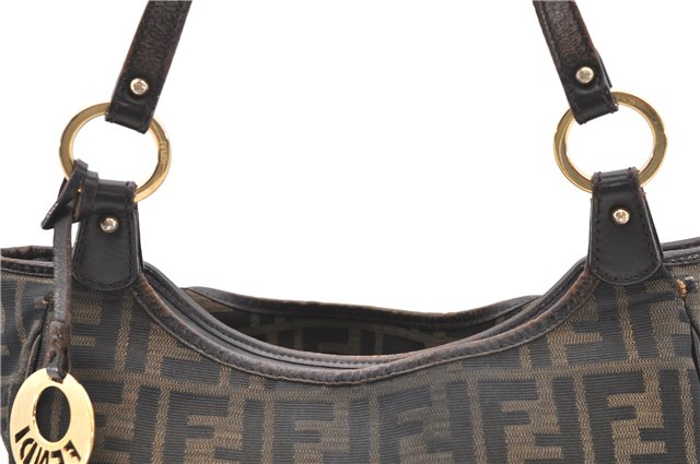 Authentic FENDI Zucca Shoulder Hand Bag Canvas Leather Brown 2014D