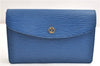Authentic Louis Vuitton Epi Montaigne 23 Clutch Hand Bag Blue M52665 LV 2014G