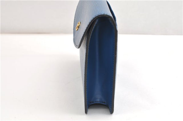 Authentic Louis Vuitton Epi Montaigne 23 Clutch Hand Bag Blue M52665 LV 2014G