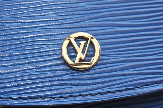 Authentic Louis Vuitton Epi Montaigne 23 Clutch Hand Bag Blue M52665 LV 2014G