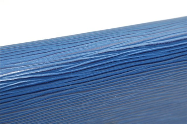 Authentic Louis Vuitton Epi Montaigne 23 Clutch Hand Bag Blue M52665 LV 2014G