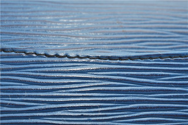 Authentic Louis Vuitton Epi Montaigne 23 Clutch Hand Bag Blue M52665 LV 2014G