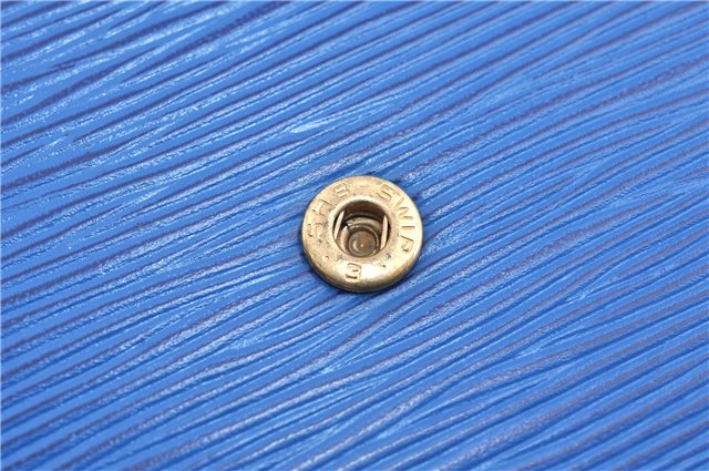 Authentic Louis Vuitton Epi Montaigne 23 Clutch Hand Bag Blue M52665 LV 2014G