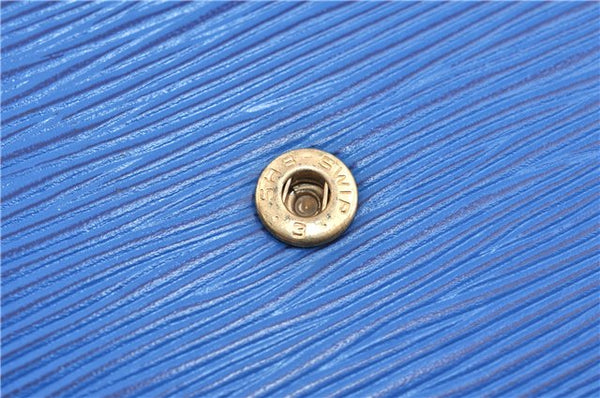 Authentic Louis Vuitton Epi Montaigne 23 Clutch Hand Bag Blue M52665 LV 2014G