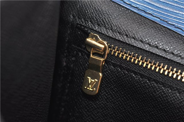 Authentic Louis Vuitton Epi Montaigne 23 Clutch Hand Bag Blue M52665 LV 2014G