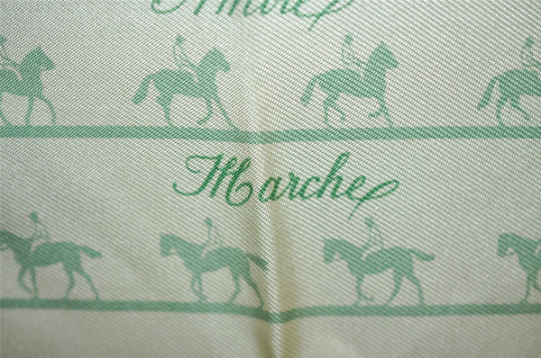 Authentic HERMES Petit Carre 40 Scarf "Saut Galop Canter Rack" Silk Green 2015I