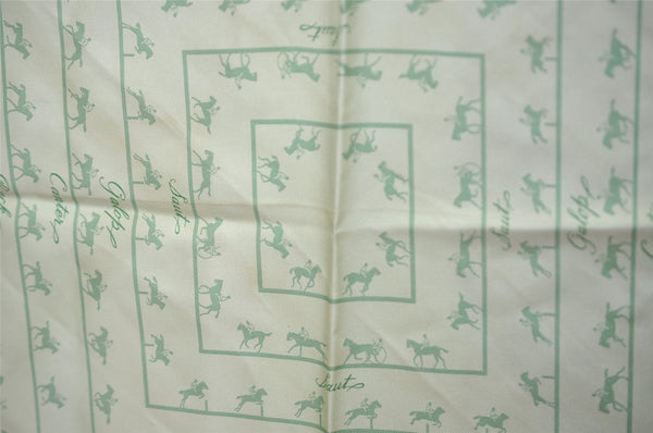 Authentic HERMES Petit Carre 40 Scarf "Saut Galop Canter Rack" Silk Green 2015I