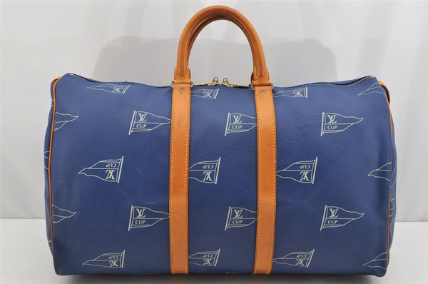 Authentic Louis Vuitton Cup Keepall 45 Travel Boston Bag Blue M80014 LV 2017I