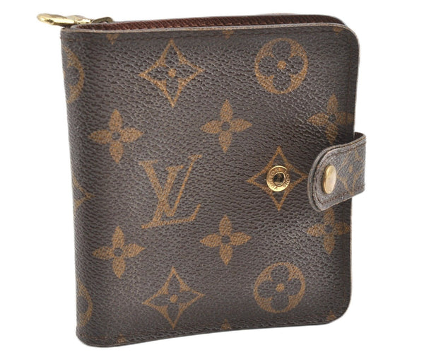 Louis Vuitton Brown Monogram Logo Saffiano Leather Trifold Wallet Authentic