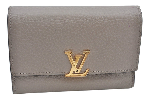 Authentic Louis Vuitton Taurillon Capucines Compact Wallet M62159 Beige 2022E