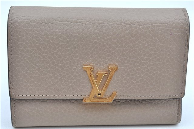 Authentic Louis Vuitton Taurillon Capucines Compact Wallet M62159 Beige 2022E