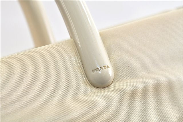 Authentic PRADA Nylon Shouldr Hand Bag White Ivory 2023D