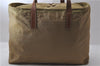 Authentic PRADA Nylon Leather Shoulder Tote Bag Beige 2025D