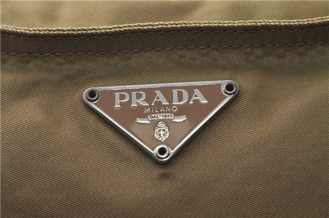 Authentic PRADA Nylon Leather Shoulder Tote Bag Beige 2025D