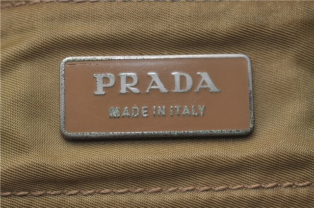 Authentic PRADA Nylon Leather Shoulder Tote Bag Beige 2025D