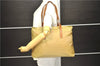 Authentic PRADA Nylon Leather Shoulder Tote Bag Beige 2025D