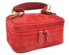 Authentic GUCCI Horsebit Vanity Hand Bag Purse Suede Leather Red 2026G