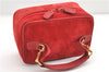 Authentic GUCCI Horsebit Vanity Hand Bag Purse Suede Leather Red 2026G