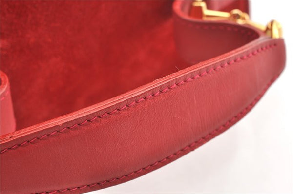 Authentic GUCCI Horsebit Vanity Hand Bag Purse Suede Leather Red 2026G