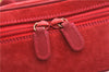 Authentic GUCCI Horsebit Vanity Hand Bag Purse Suede Leather Red 2026G