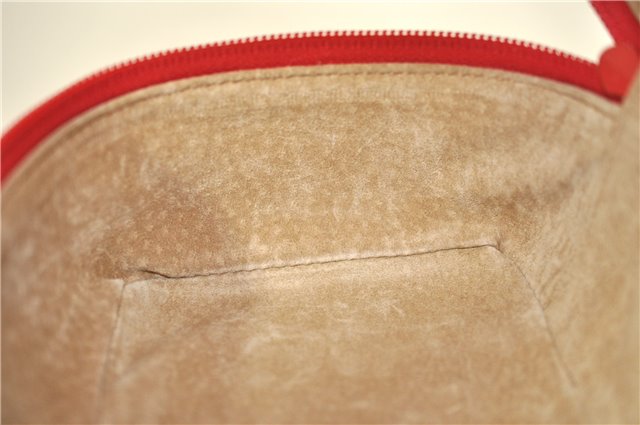 Authentic GUCCI Horsebit Vanity Hand Bag Purse Suede Leather Red 2026G